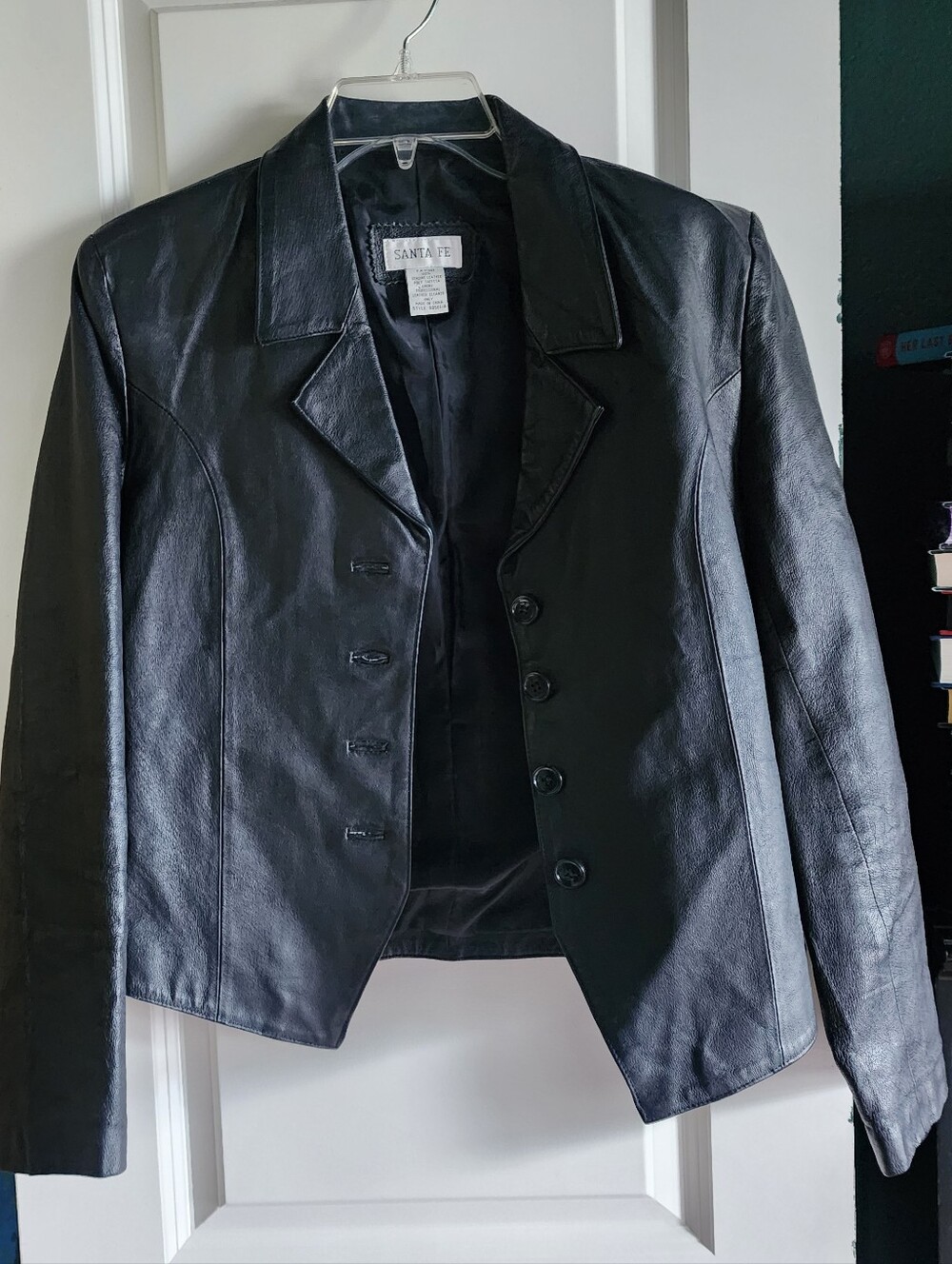 Vintage Leather Santa Fe Black Button-Front Blazer Jacket
